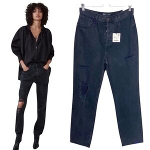 ZARA Distressed Black Jeans